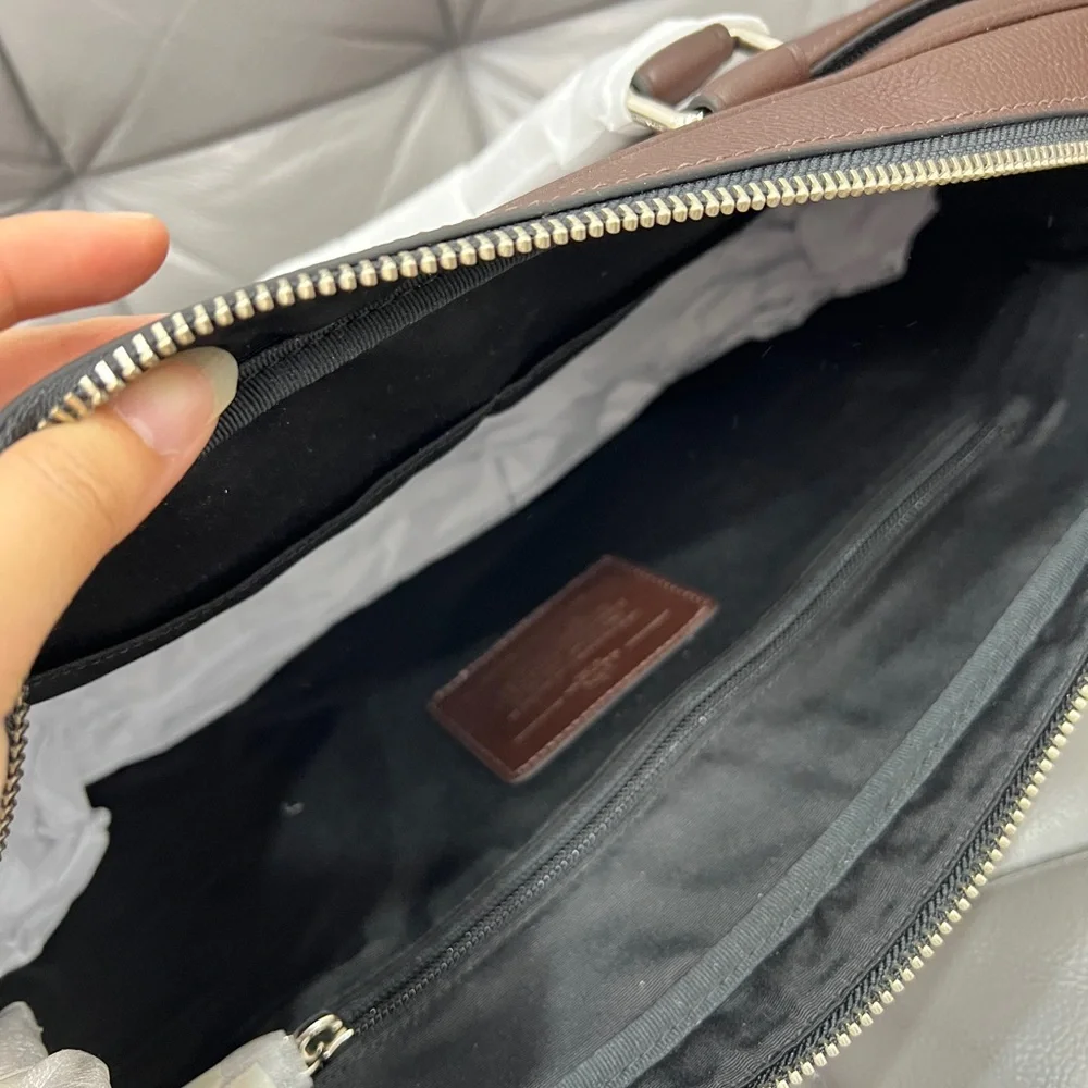 COACH Men SLIM BRIEF IN SIGNATURE MAHOGANY LEATHER F71798 - Picture 5 of 8